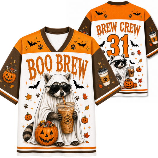 Chaotic Club Feral Halloween Boo Ghost Raccoon Halloween Mesh Jersey