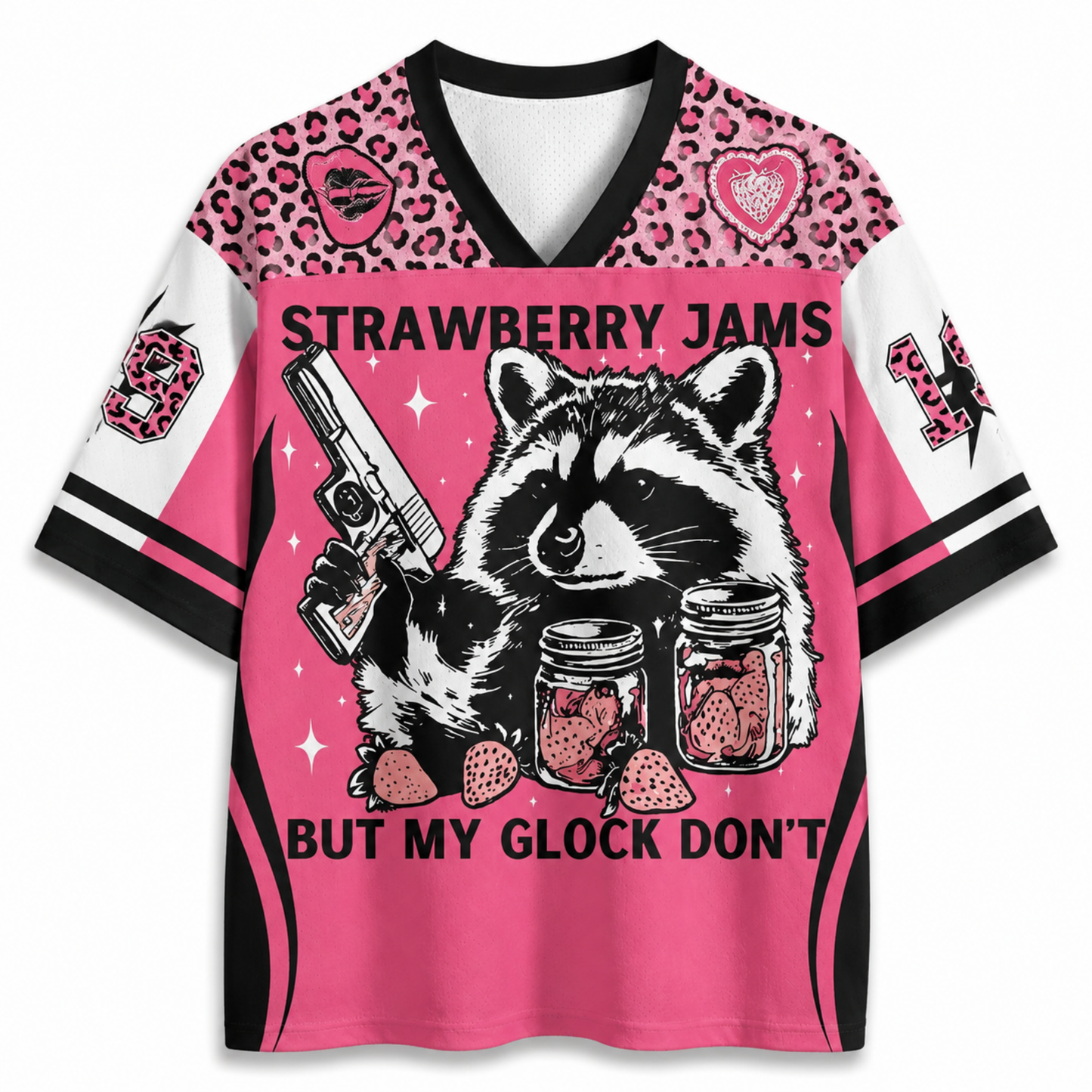 ChaoticClub Strawberry Jams Glock Leopard Pink Raccoon Mesh Jersey