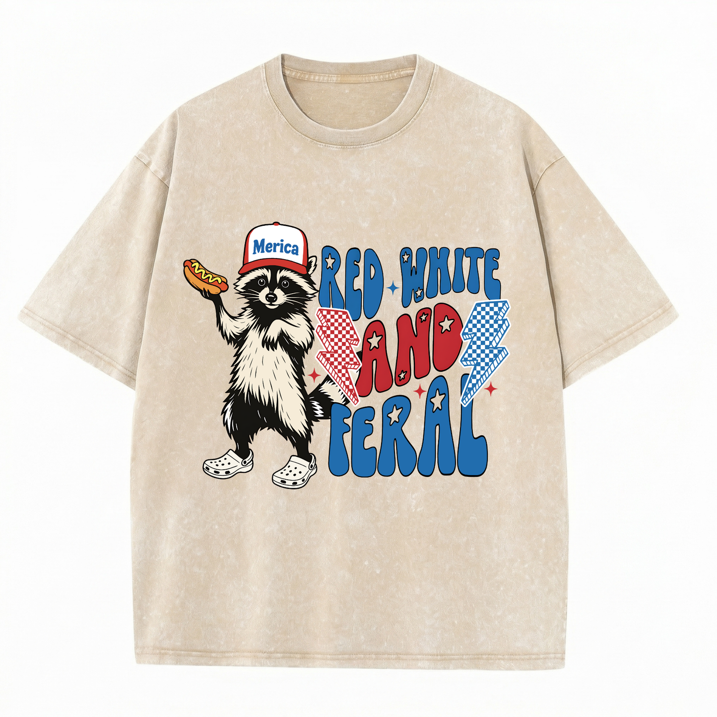 Chaoticclub 250th Red White and Feral Washed T-Shirt