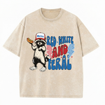 Chaoticclub 250th Red White and Feral Washed T-Shirt