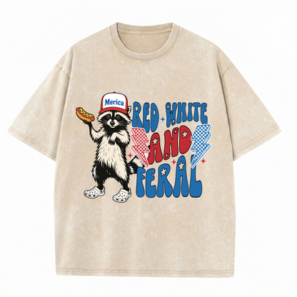 Chaoticclub 250th Red White and Feral Washed T-Shirt