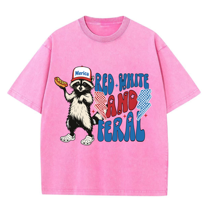 Chaoticclub 250th Red White and Feral Washed T-Shirt