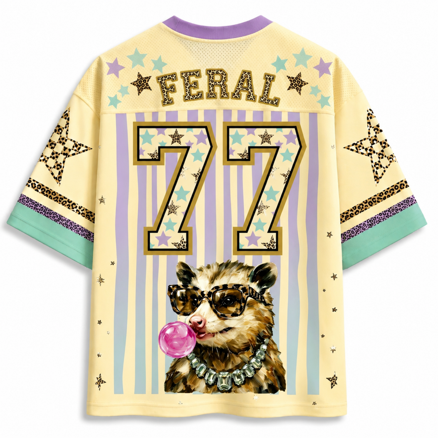 ChaoticClub Leopard Opossum Bubble Striped Summer Mesh Jersey