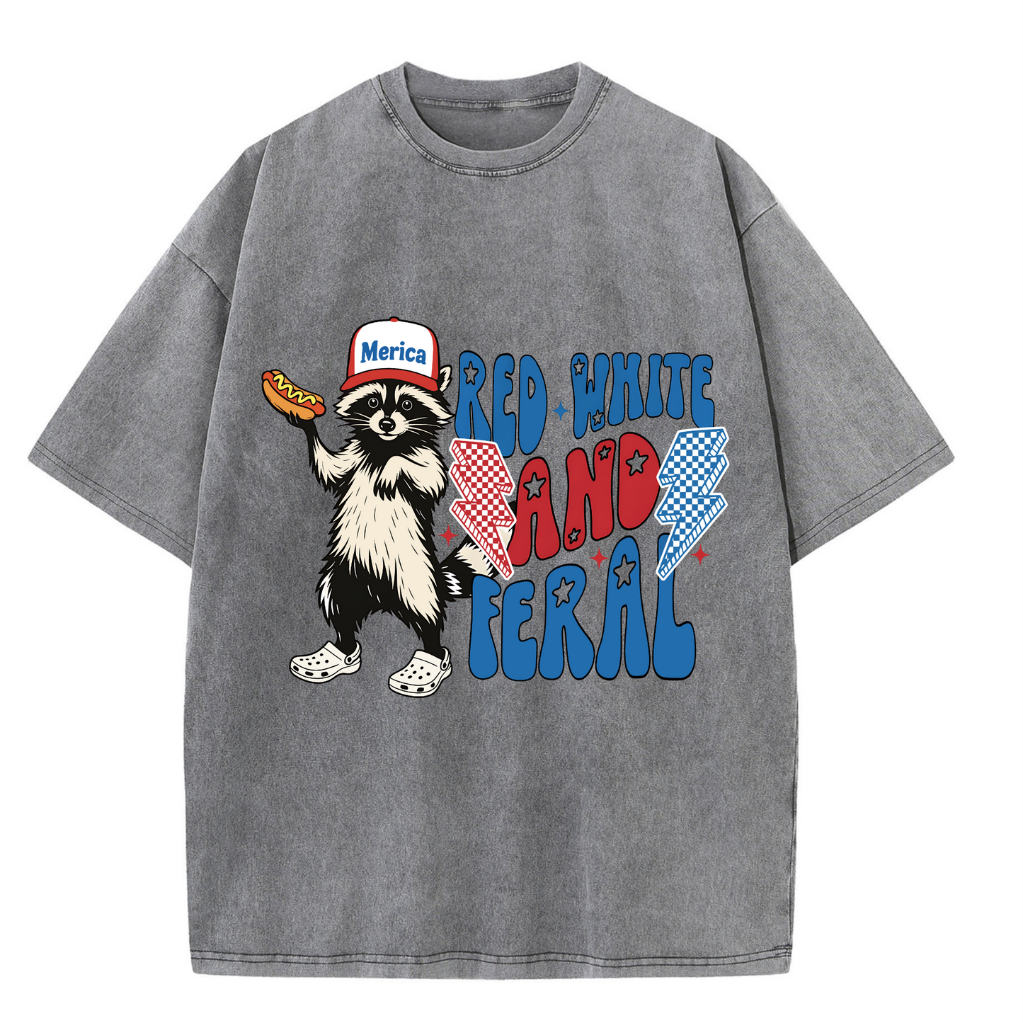 Chaoticclub 250th Red White and Feral Washed T-Shirt