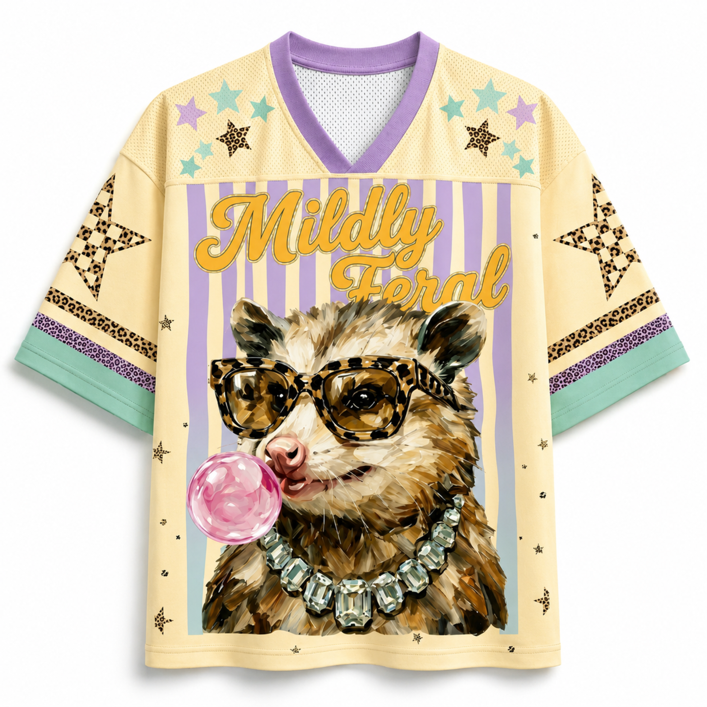 ChaoticClub Leopard Opossum Bubble Striped Summer Mesh Jersey