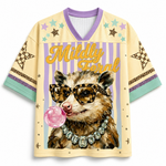 ChaoticClub Leopard Opossum Bubble Striped Summer Mesh Jersey
