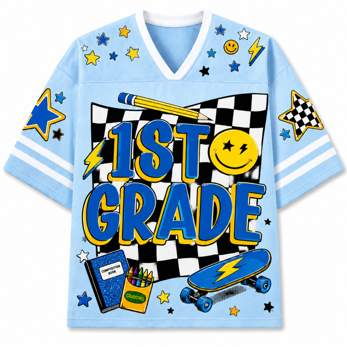 ChaoticClub Cool Skateboard Lightning Smiley Mesh Jersey