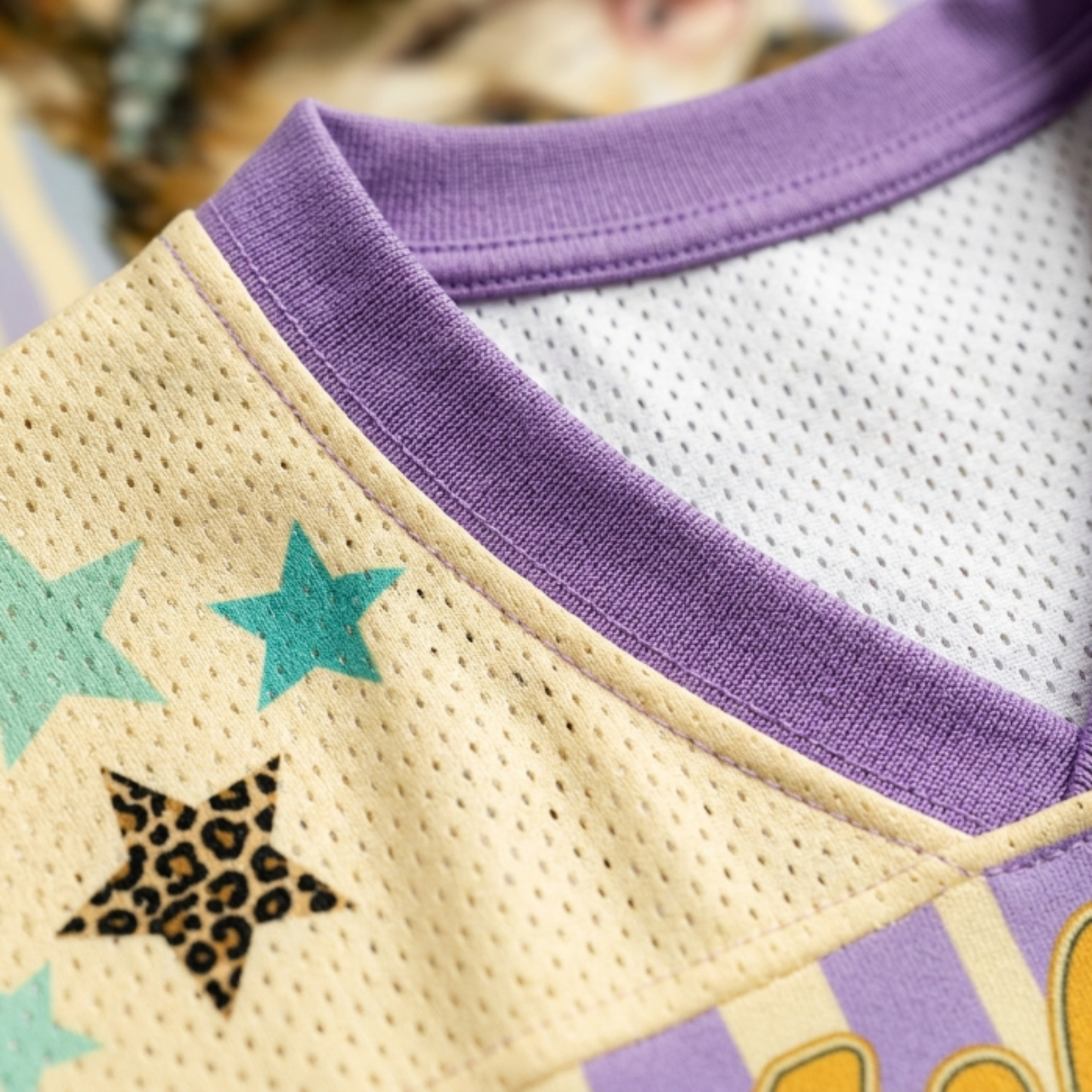 ChaoticClub Leopard Opossum Bubble Striped Summer Mesh Jersey