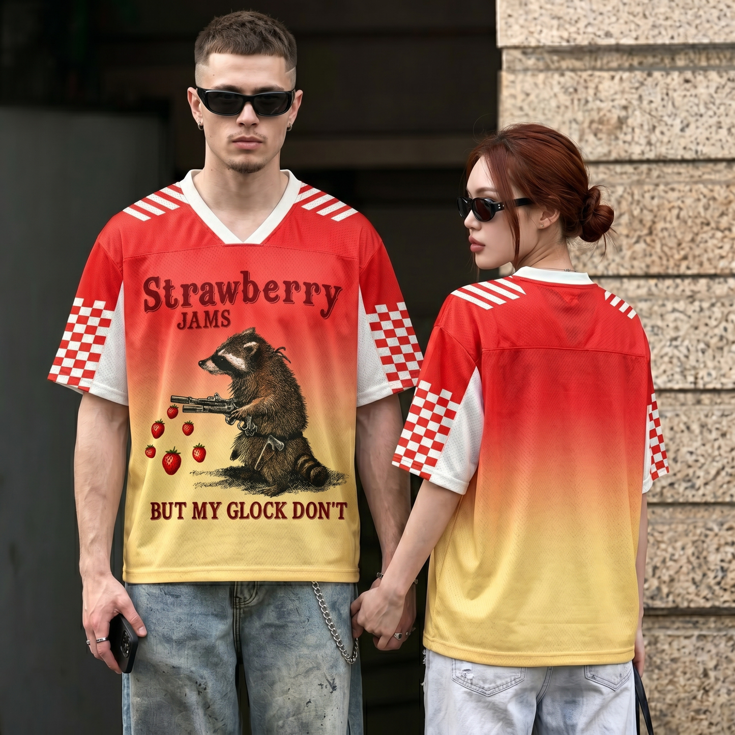 ChaoticClub Strawberry Jams Glock Funny Raccoon Mesh Jersey