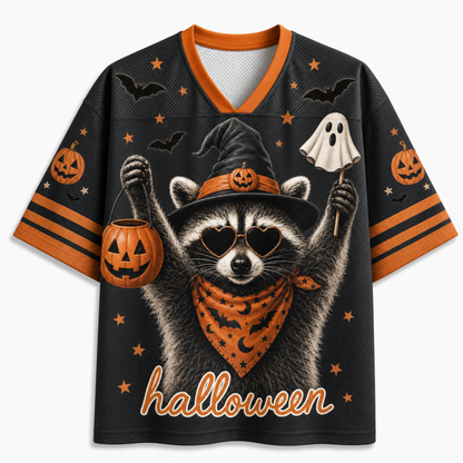 ChaoticClub Halloween Raccoon Witch Hat Mesh Jersey