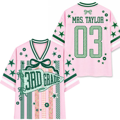 ChaoticClub Striped Grade Level Team Teacher Mesh Jersey