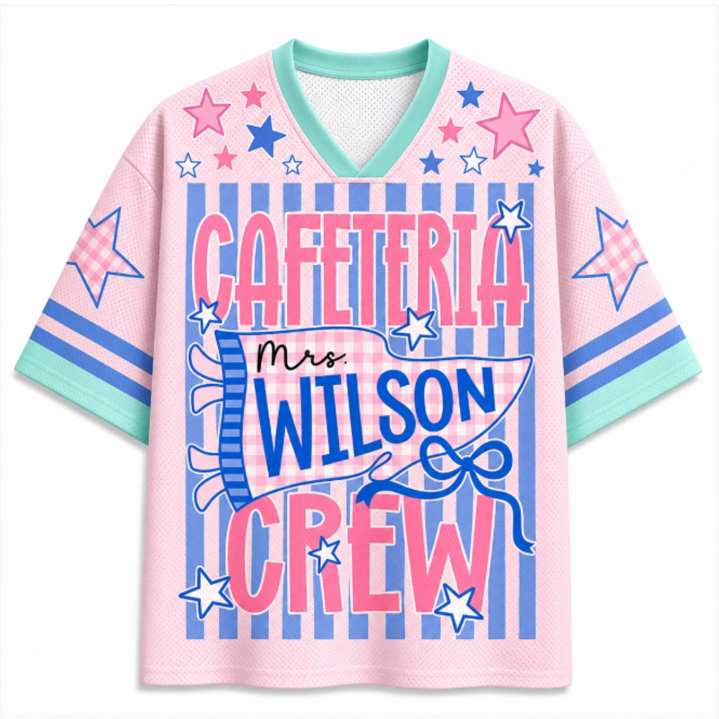 Chaotic Club Custom Stripes School Staff Matching Mesh Jersey