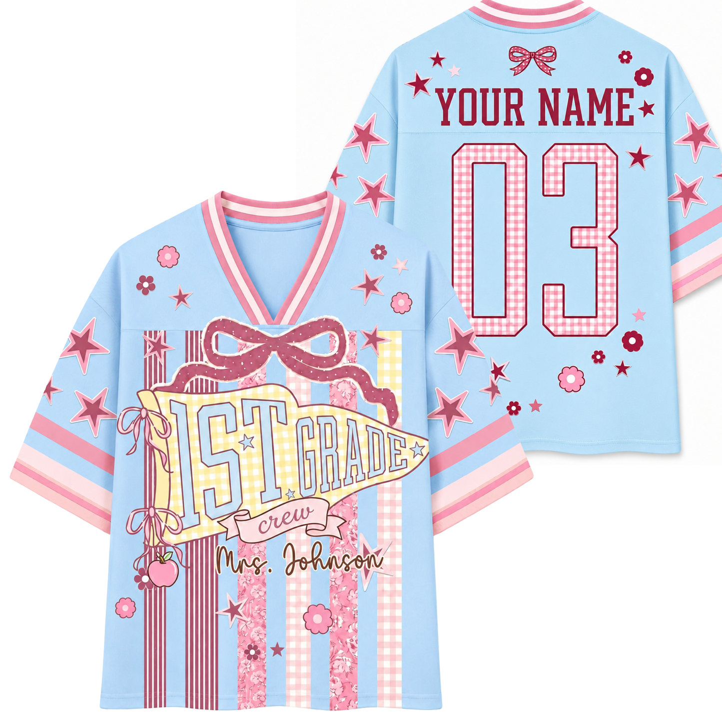 ChaoticClub Striped Grade & Name Teacher Mesh Jersey