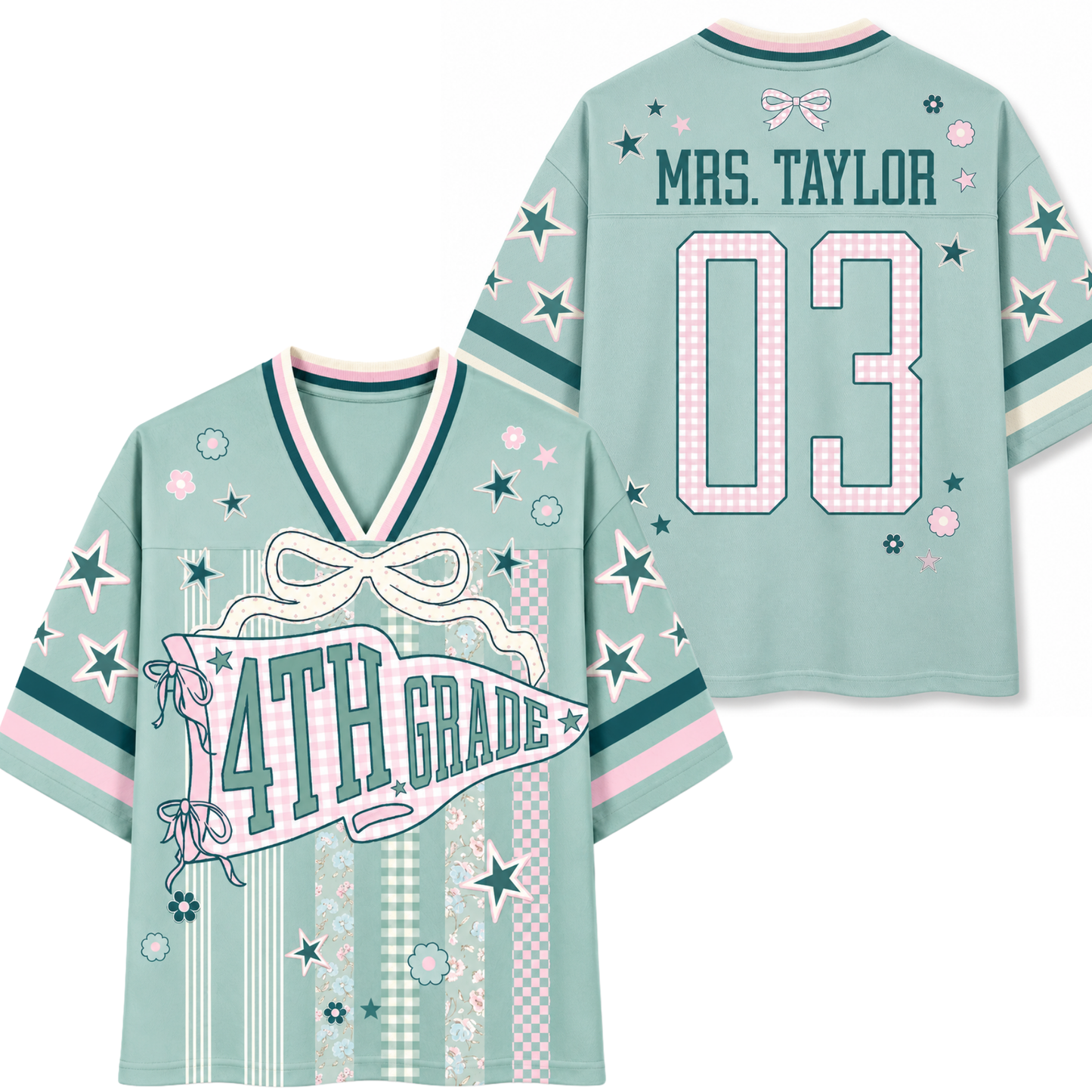 ChaoticClub Striped Grade Level Team Teacher Mesh Jersey