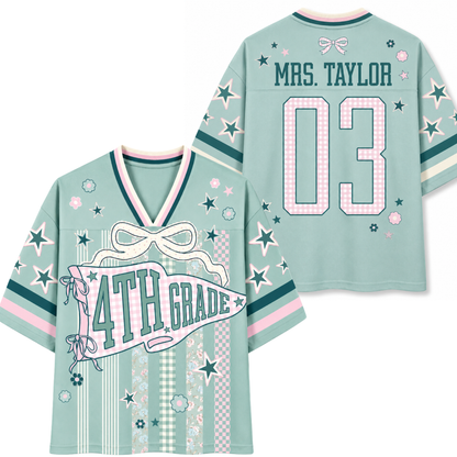 ChaoticClub Striped Grade Level Team Teacher Mesh Jersey