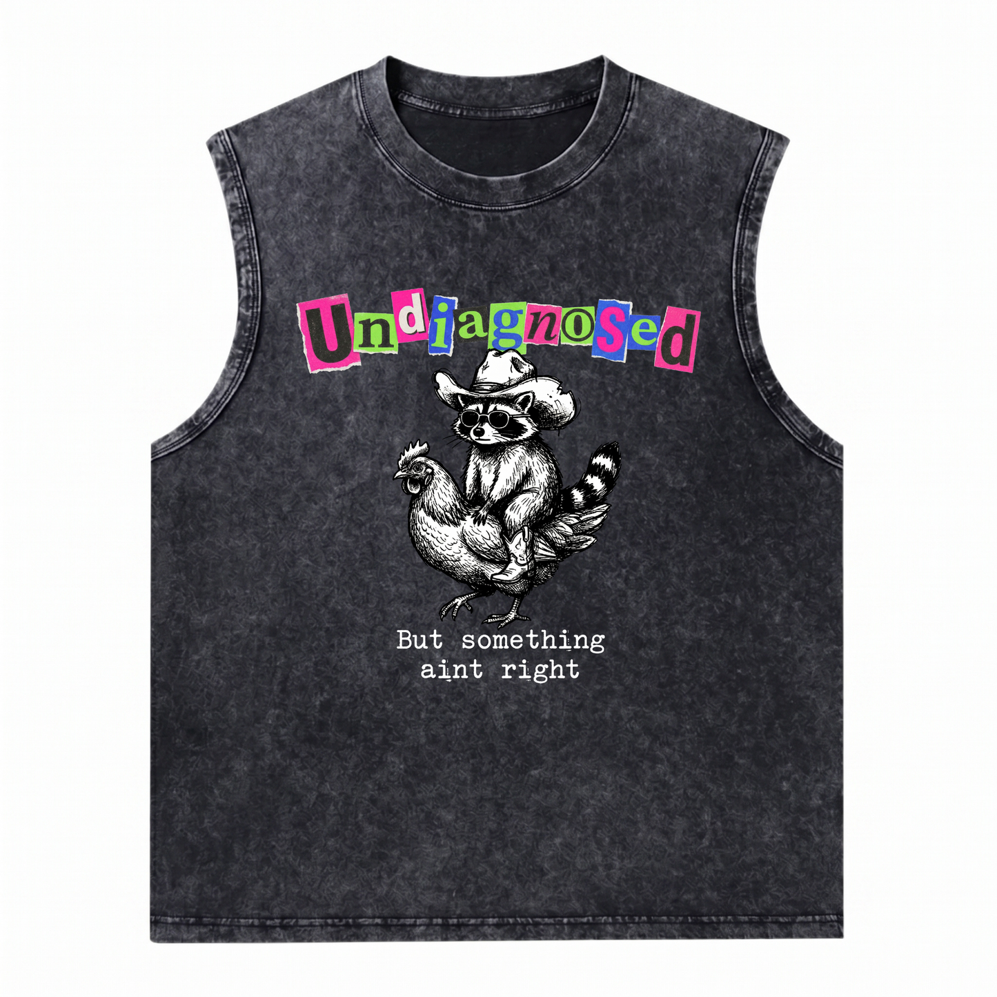 ChaoticClub Undiagnosed Racoon Chicken Wash Tanktop