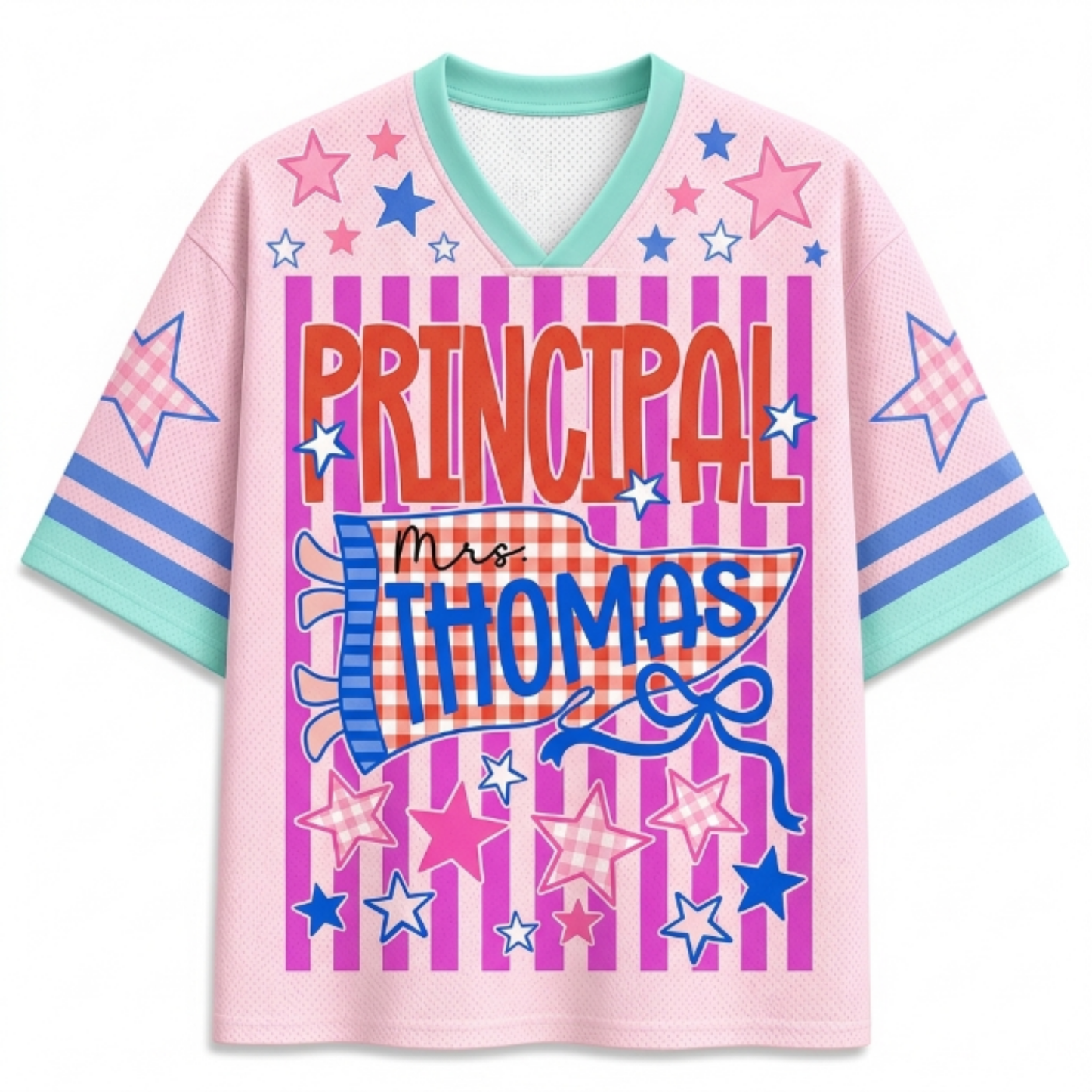 Chaotic Club Custom Stripes School Staff Matching Mesh Jersey