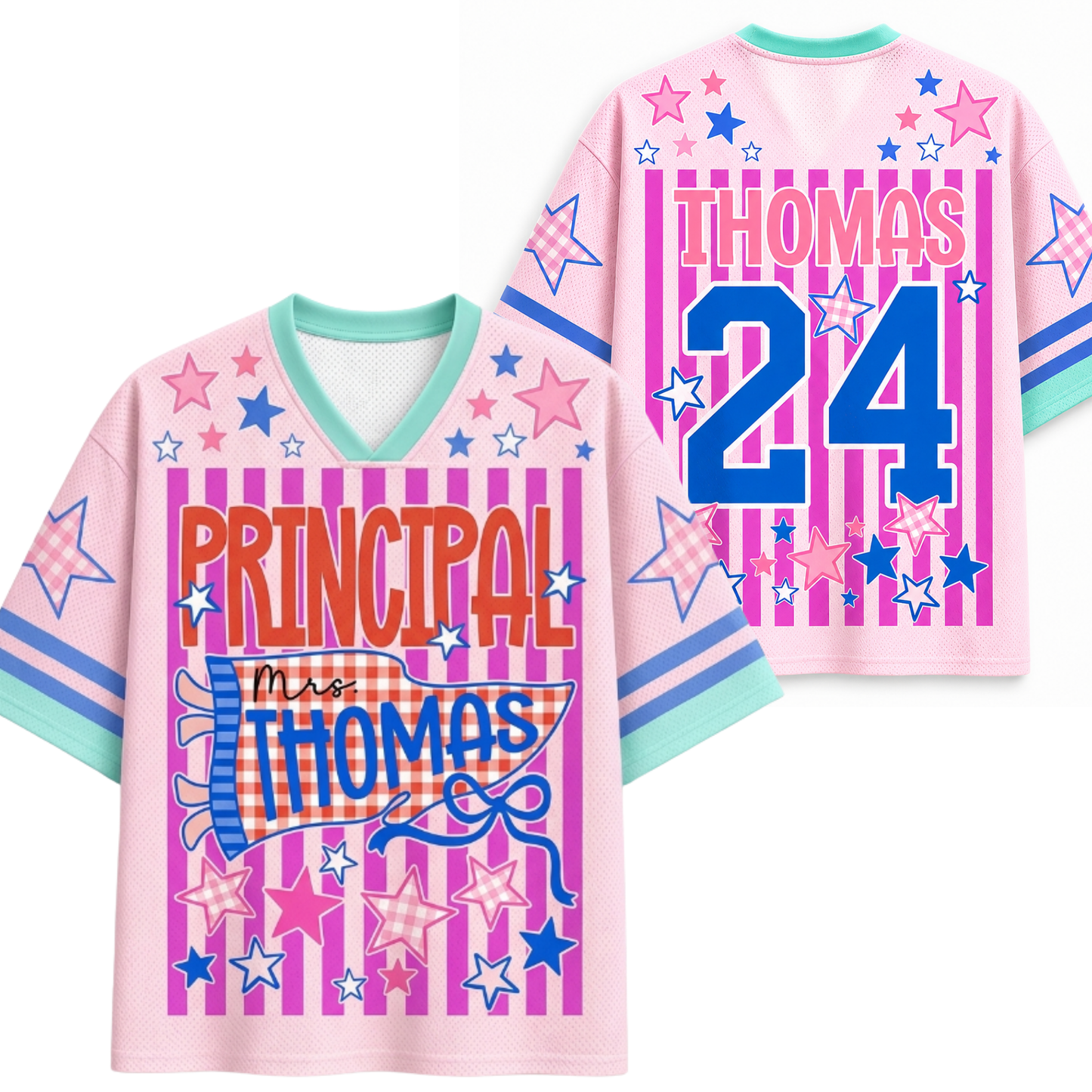 Chaotic Club Custom Stripes School Staff Matching Mesh Jersey
