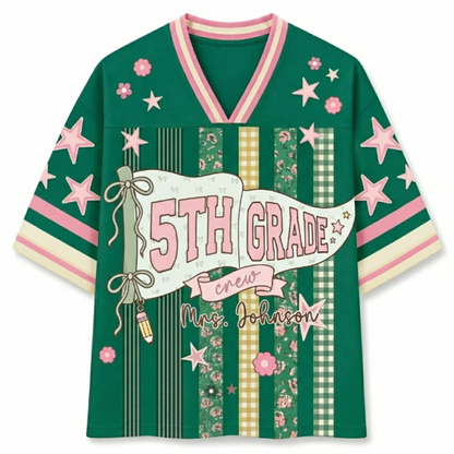 ChaoticClub Striped Grade & Name Teacher Mesh Jersey