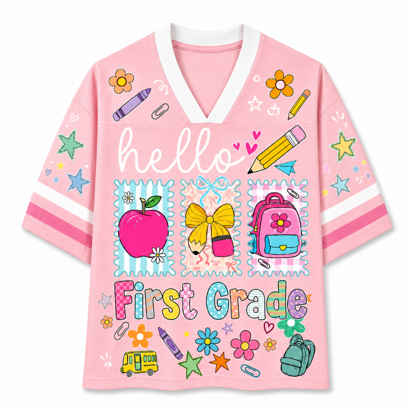 ChaoticClub Hello Kindergarten Pre-K 1st 2d 3d 4th 5th Grade Mesh Jersey