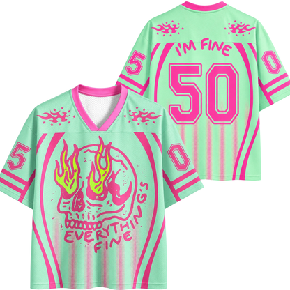 ChaoticClub Everything Is Fine Skull Neon Summer Mesh Jersey