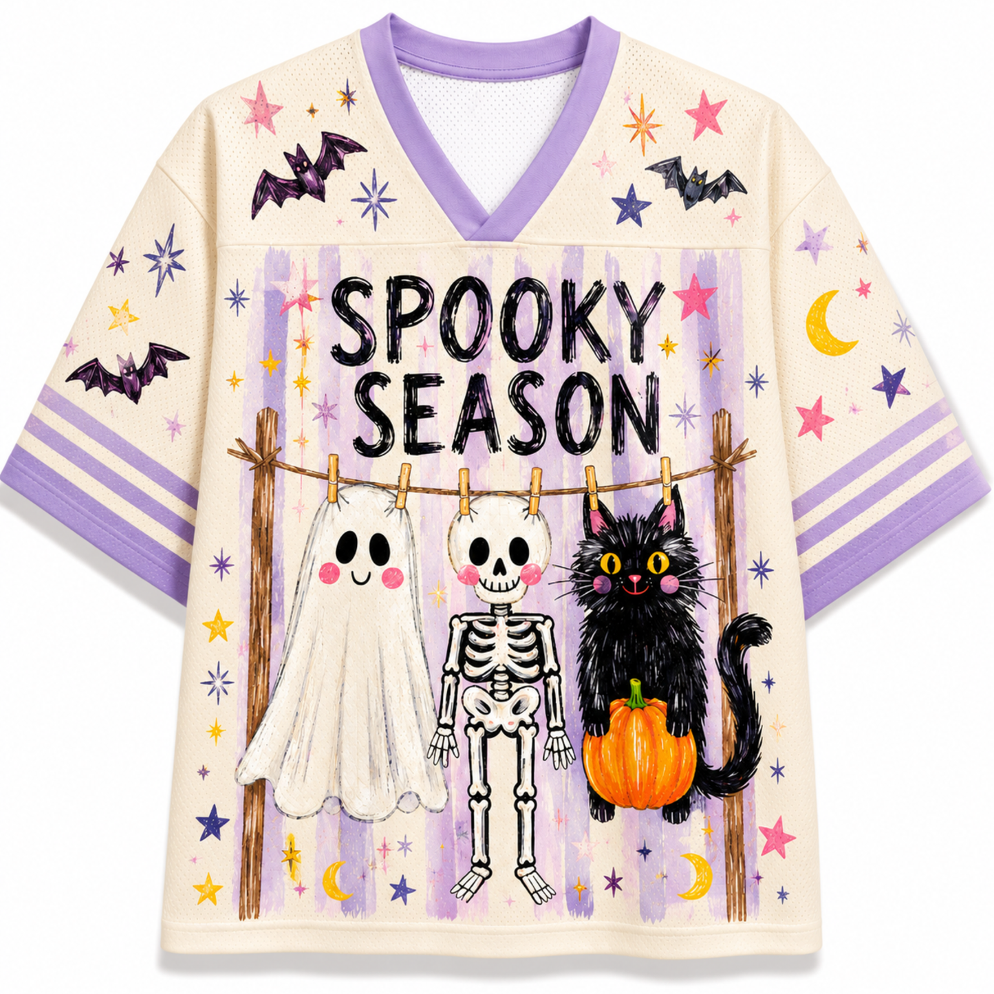 ChaoticClub Preppy Spooky Season Coquette Skeleton Mesh Jersey