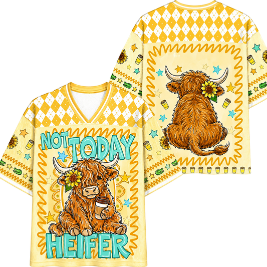 ChaoticcClub Not Today Heifer Highland Cow Mesh Jersey
