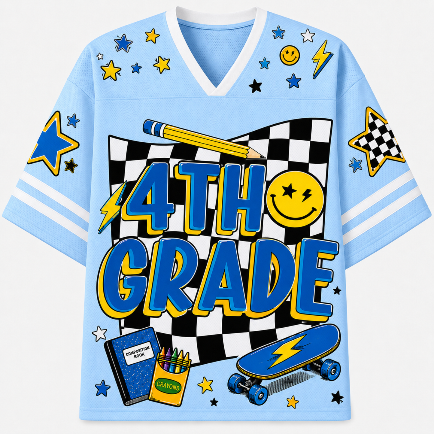 ChaoticClub Cool Skateboard Lightning Smiley Mesh Jersey