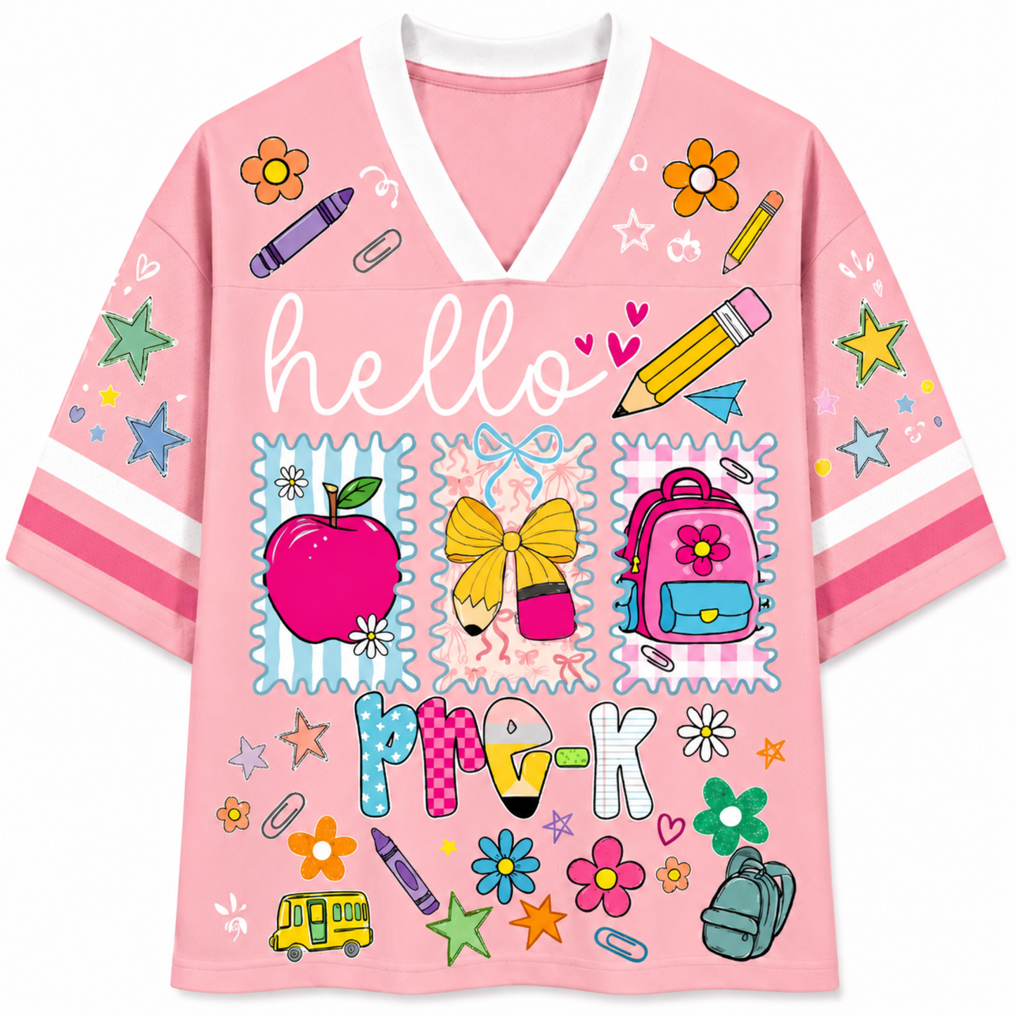 ChaoticClub Hello Kindergarten Pre-K 1st 2d 3d 4th 5th Grade Mesh Jersey