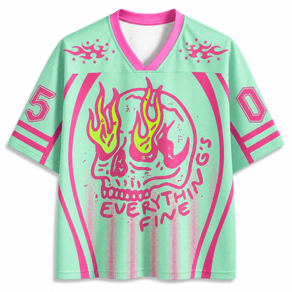ChaoticClub Everything Is Fine Skull Neon Summer Mesh Jersey