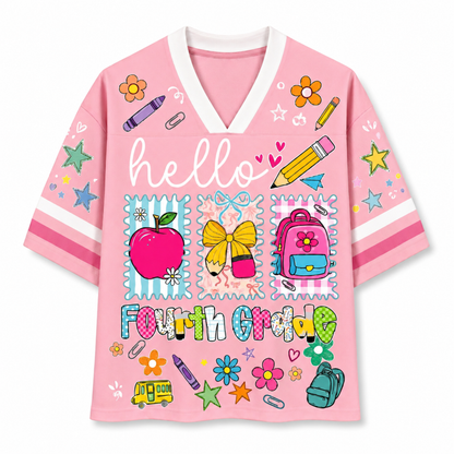 ChaoticClub Hello Kindergarten Pre-K 1st 2d 3d 4th 5th Grade Mesh Jersey