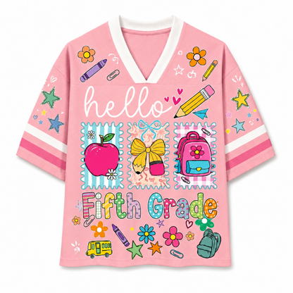 ChaoticClub Hello Kindergarten Pre-K 1st 2d 3d 4th 5th Grade Mesh Jersey