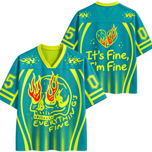 ChaoticClub Everything Is Fine It's Fine Neon Summer Mesh Jersey