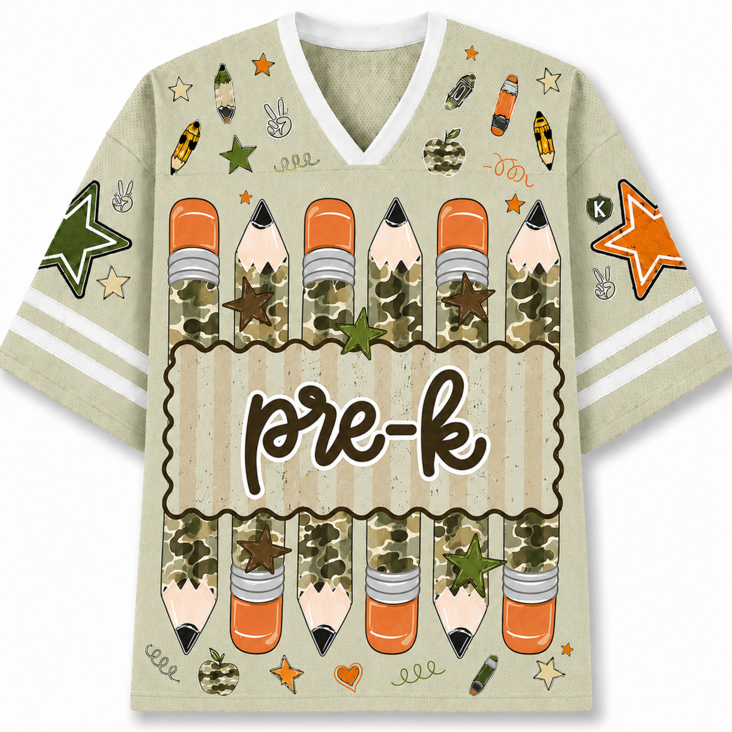 Chaotic Club Preppy Camo Back To School Pencil  Mesh Jersey