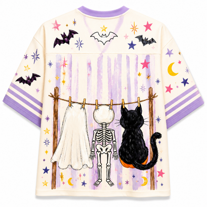 ChaoticClub Preppy Spooky Season Coquette Skeleton Mesh Jersey