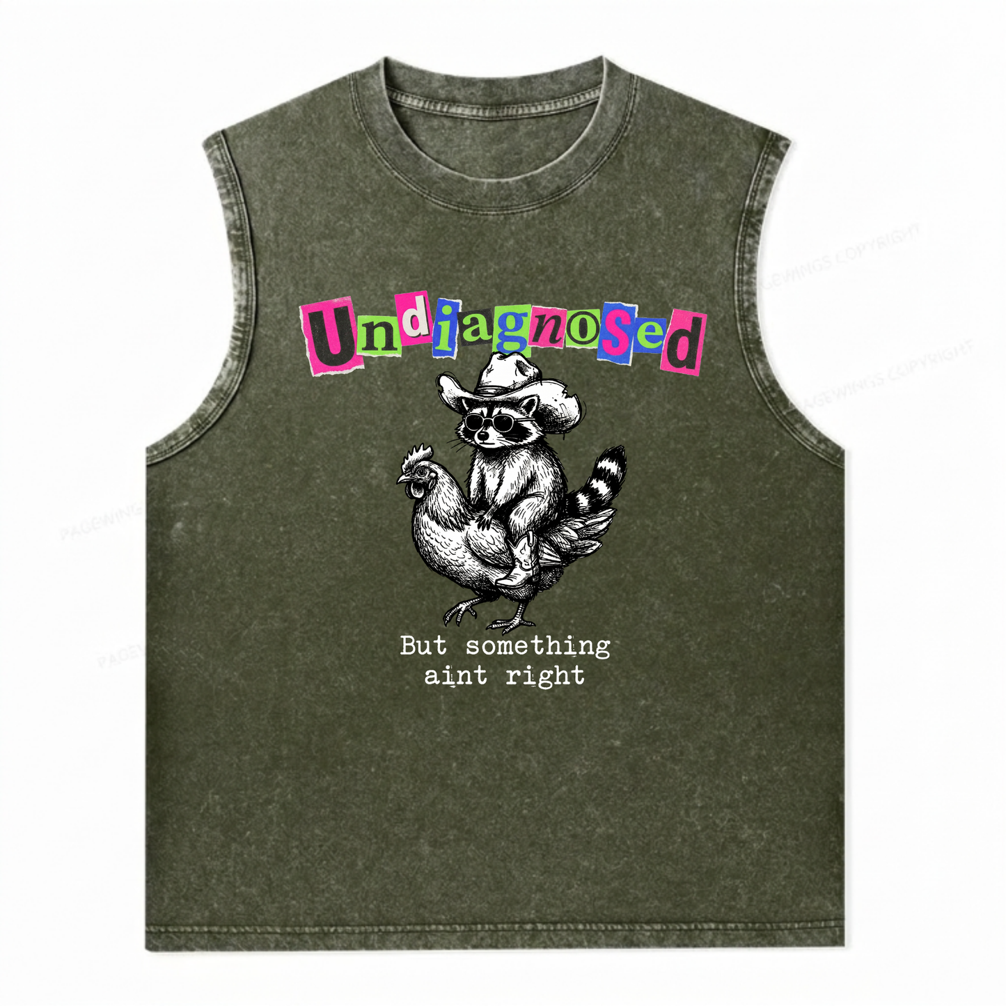ChaoticClub Undiagnosed Racoon Chicken Wash Tanktop