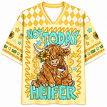 ChaoticcClub Not Today Heifer Highland Cow Mesh Jersey - Back View Design
