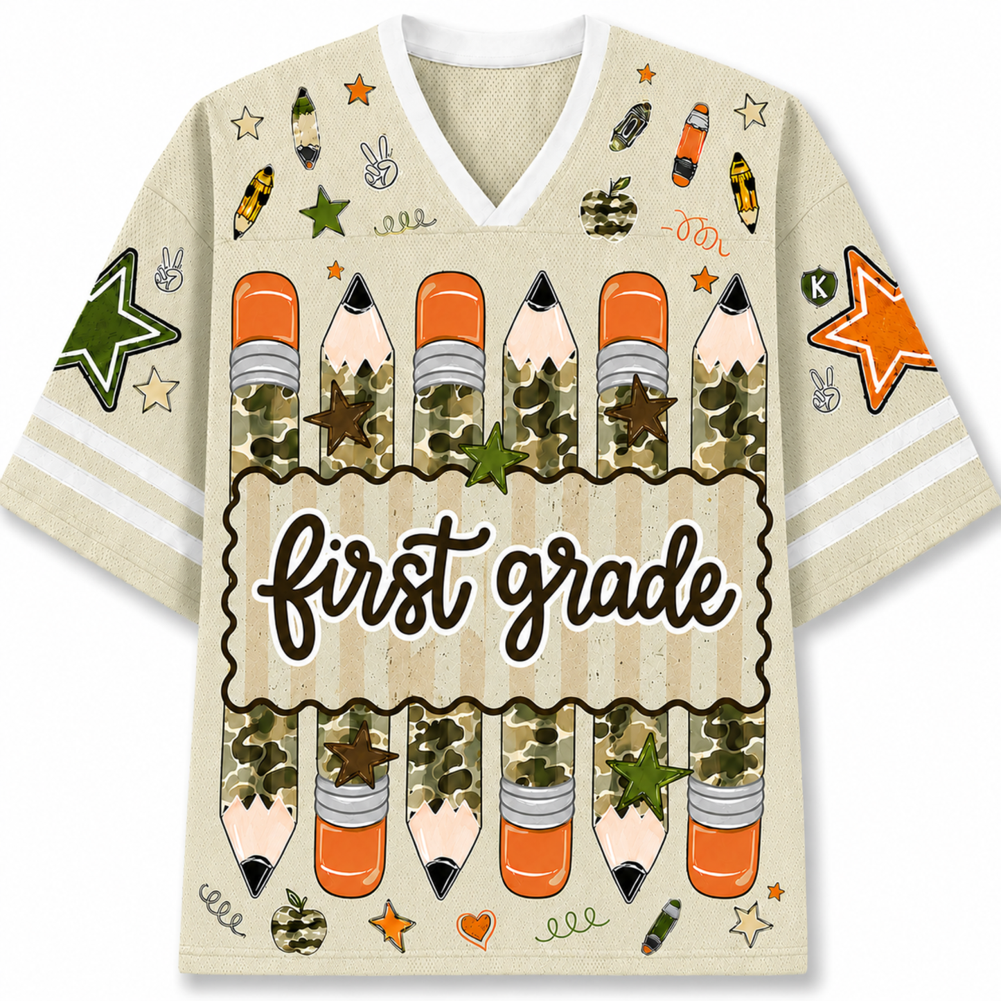 Chaotic Club Preppy Camo Back To School Pencil  Mesh Jersey