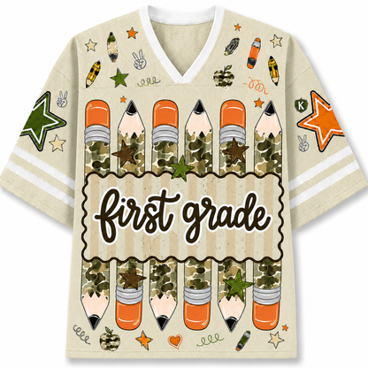 Chaotic Club Preppy Camo Back To School Pencil  Mesh Jersey