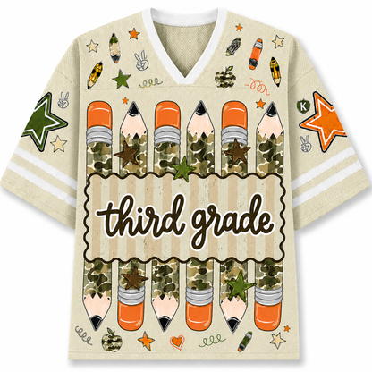 Chaotic Club Preppy Camo Back To School Pencil  Mesh Jersey