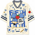 ChaoticClub Preppy Back To School Blue Gingham Pencil Mesh Jersey