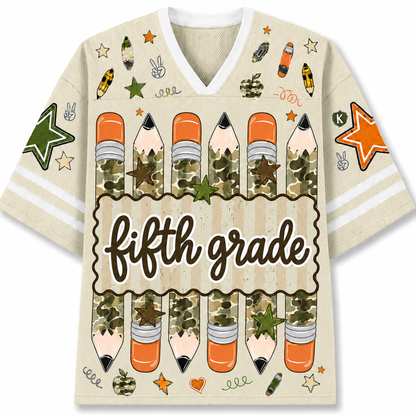 Chaotic Club Preppy Camo Back To School Pencil  Mesh Jersey