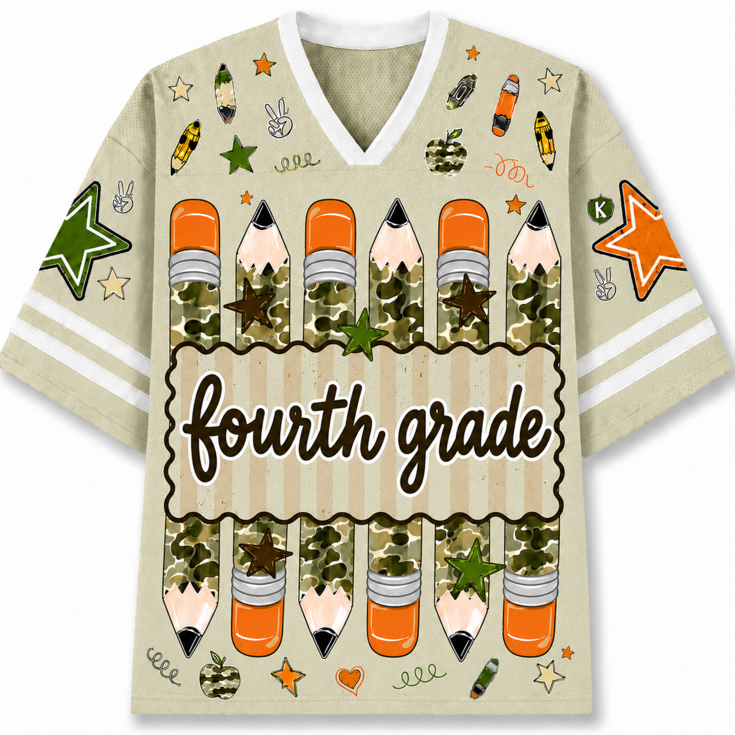 Chaotic Club Preppy Camo Back To School Pencil  Mesh Jersey