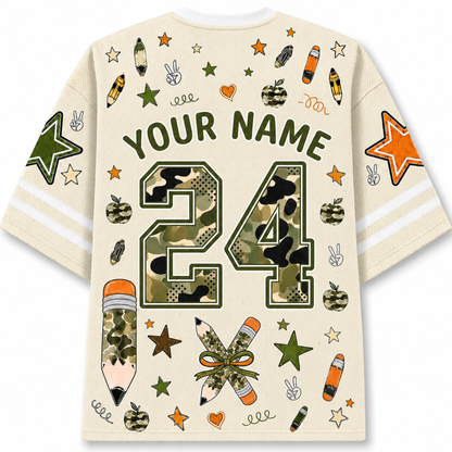 Chaotic Club Preppy Camo Back To School Pencil  Mesh Jersey