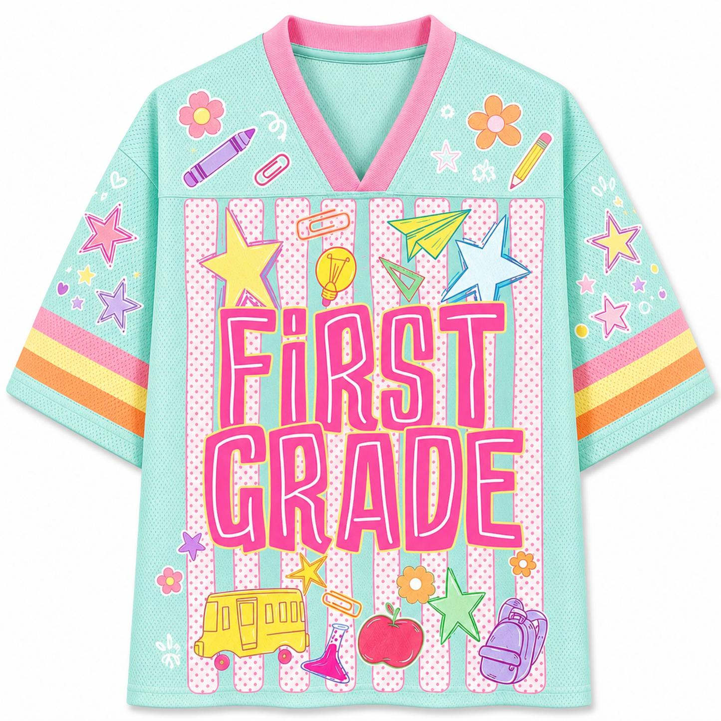 ChaoticClub Striped Custom Back To School Love Mesh Jersey