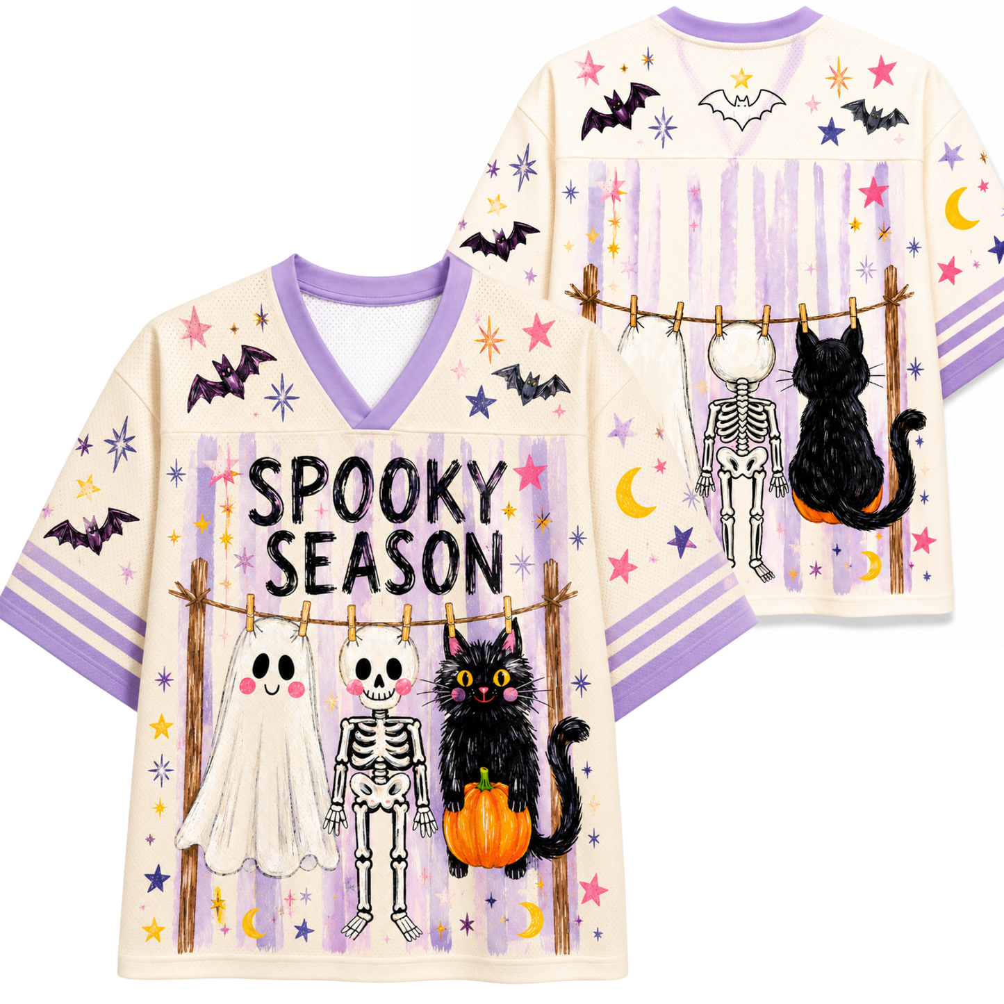 ChaoticClub Preppy Spooky Season Coquette Skeleton Mesh Jersey