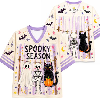ChaoticClub Preppy Spooky Season Coquette Skeleton Mesh Jersey