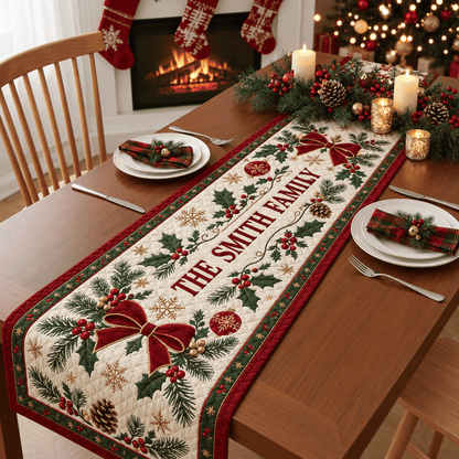 Chaotic Club Custom Family Name Christmas Quilt Table Runner