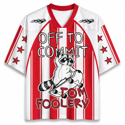 ChaoticClub Off To Commit Tomfoolery Raccoon On Skateboard Mesh Jersey