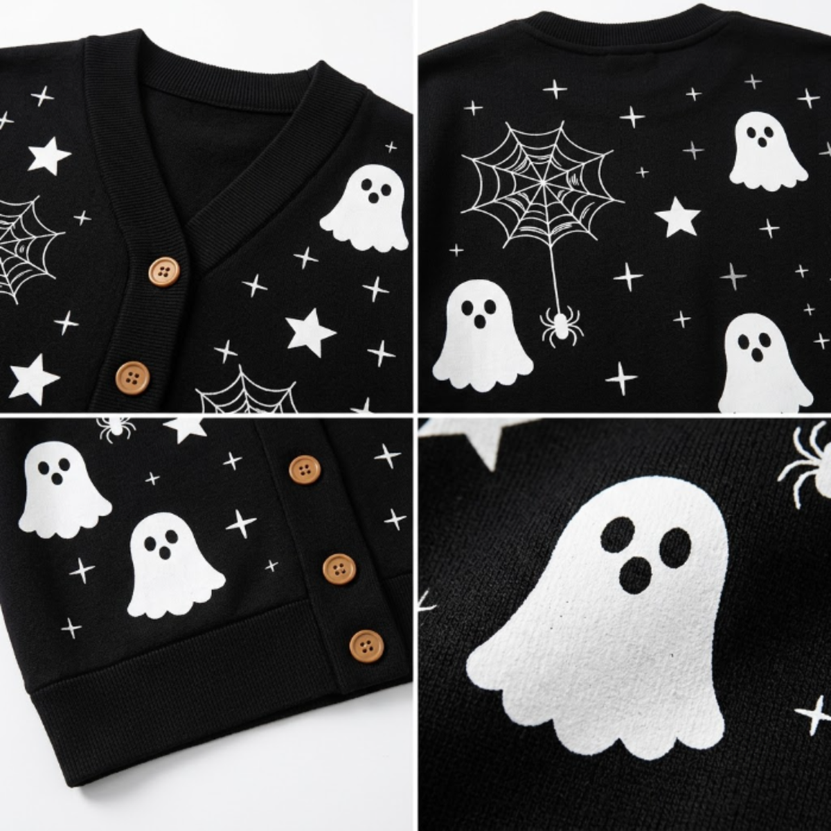 Chaotic Club Haunted Stars Vintage Halloween Cardigan
